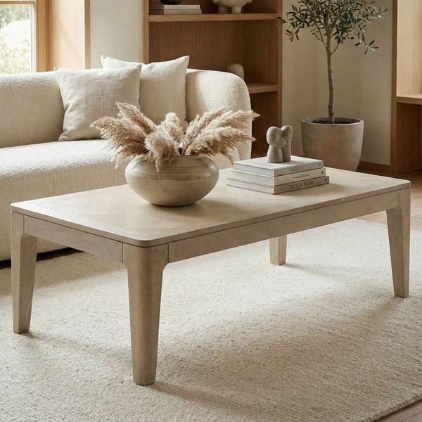 FineBuy Couchtisch 120 x 60 cm Massivholz Mango - Wohnzimmertisch Rechteckig - Sofatisch Modern Holz - Design Wohnzimmer Tisch Handmade