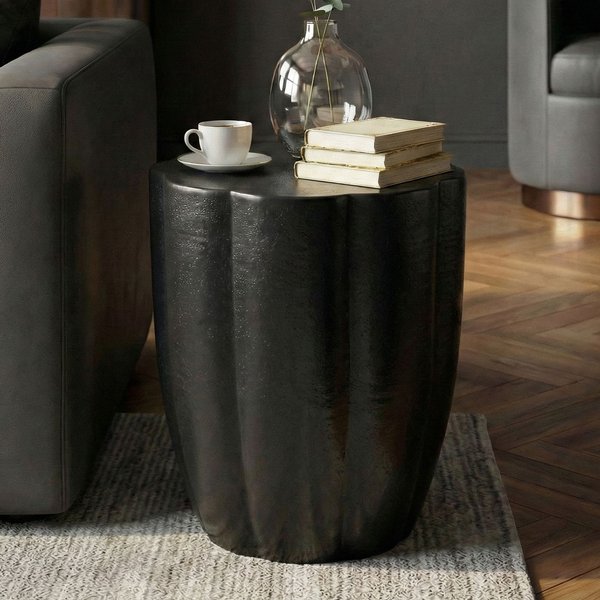 FineBuy Beistelltisch Aluminium 41cm Runder Anstelltisch Metall - Dekotisch Alu modern - Wohnzimmertisch klein - Design Couchtisch Sofatisch Handmade