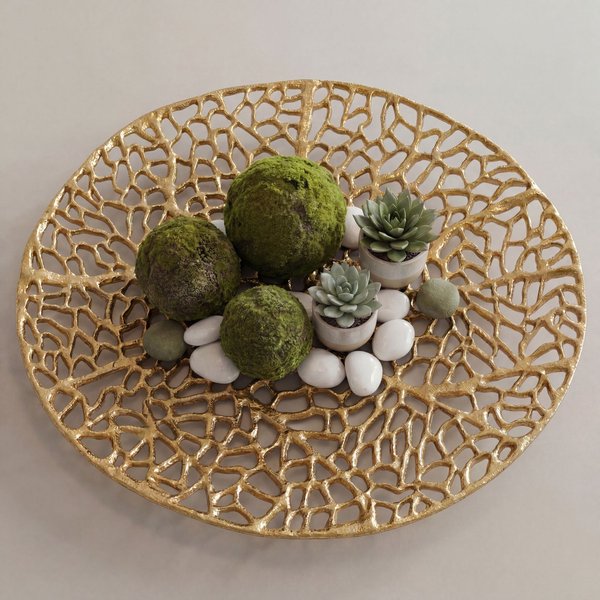 FineBuy Dekoschale Rund Schale Metall 44cm Tischdeko - Moderne Metallschale mit Fuß aus Aluminium - Elegante Aluschale - Alu Dekoteller Obstschale Handmade