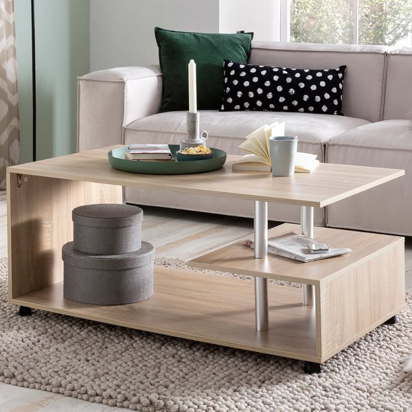FineBuy Design Couchtisch 105 x 48,5 x 60 cm Drehbar mit Rollen, Wohnzimmertisch Coffee Table, Sofatisch Loungetisch Holz, Kaffeetisch mit Stauraum