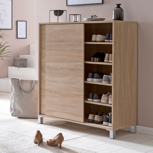 FineBuy Schuhschrank SV51780 Holz 100x108x37,5 cm Ablage Hoch, Design Schuhständer Groß 20 Paar Schuhe Schuhregal Flur, Schuh Aufbewahrung Platzsparend, Schuhablage Dielenmöbel Modern XXL