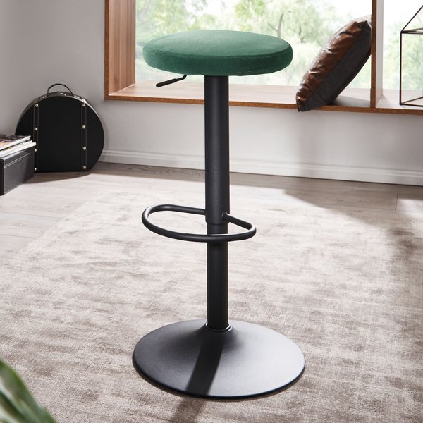 FineBuy Barhocker Samt Hocker ohne Lehne 58 - 79 cm, Küchenhocker Stoff / Metall 100kg, Design Barstuhl Tresenhocker Drehbar Bistrohocker