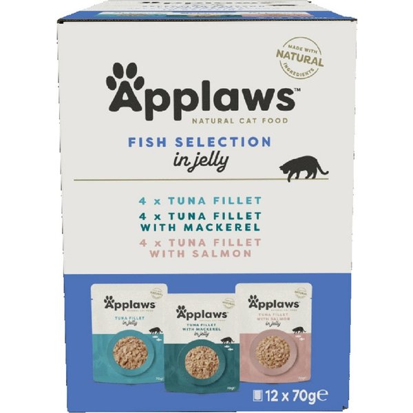 Applaws Adult Wet Cat Food Pouch Fish Multi Pack in Jelly 12x70g