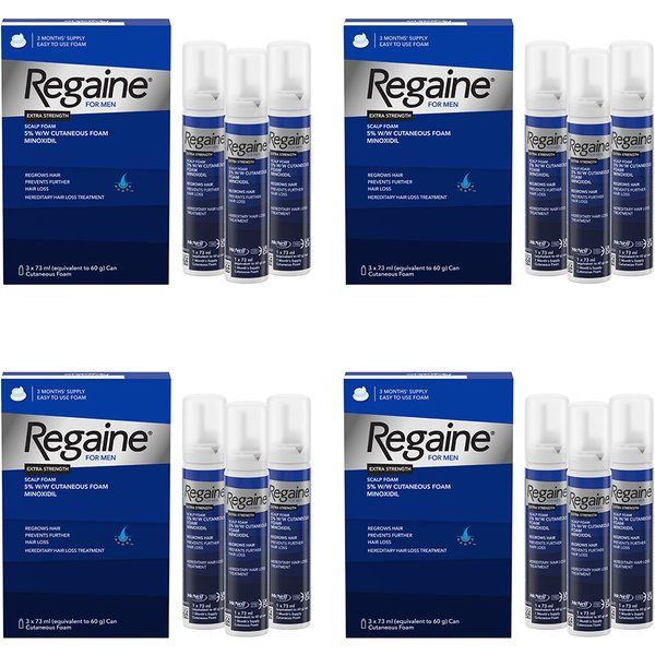 Regaine 5% Extra Strength Hair Regrowth Foam For Men - 3 Month Supply 3x73ml Bottle