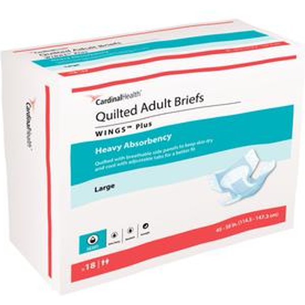 Cardinal Health, Quilted Adult Briefs, Wings Plus, Large, 45" - 58"