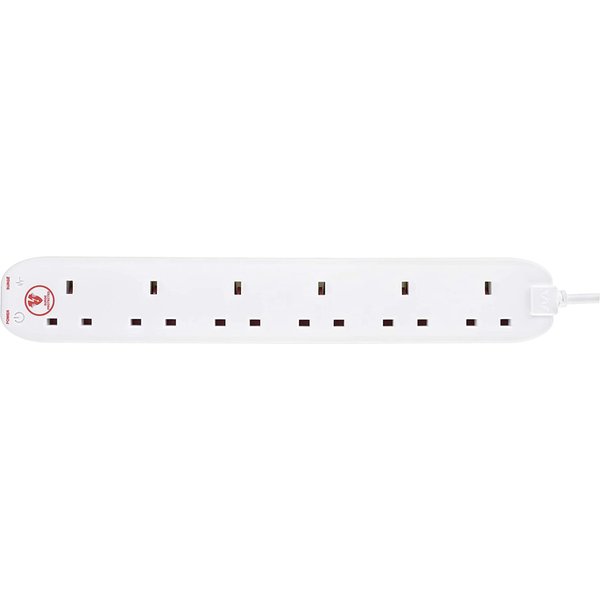 Masterplug 6 Socket Surge Protected Extension Lead 240v 2m