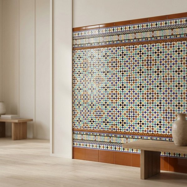 Azulejo Pared Patio Estrella - Base Multicolor Brillo 20 x 20 cm | Apto para interiores