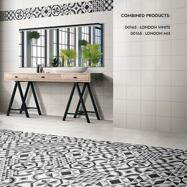 Azulejo Suelo/Pared London Blanco Mate 20x20 cm | Apto para interiores/exteriores