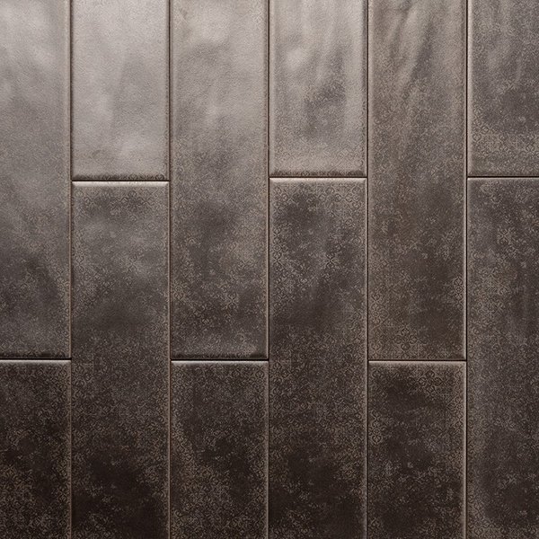 Azulejo Pared Damasco Gris Metalizado 7,5 x 30 cm | Apto para interiores