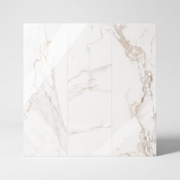 Fliese in Marmoroptik Calacatta Venatto Gold | 30 x 90 cm