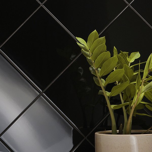 Azulejo Pared Pure Brillo Negro Brillo 20x20 cm | Apto para interiores