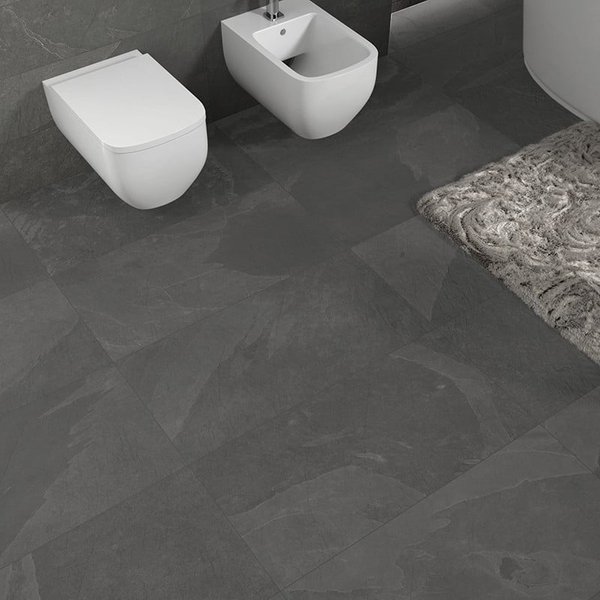 Azulejo Suelo/Pared Valona Antracita Mate con textura 45x90 cm | Apto para interiores/exteriores
