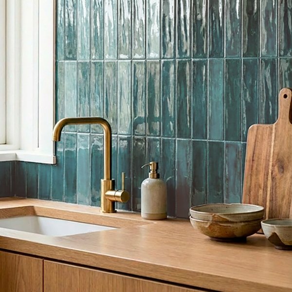 Azulejo Suelo/Pared Rio Azul Brillo 6 x 25 cm | Apto para interiores/exteriores