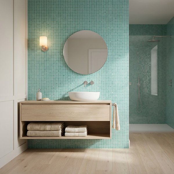 Mosaico de vidrio Bruma Aqua Verde 30,5x30,5 cm