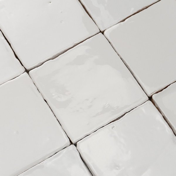 Handgefertigte Terrakotta Vitri Weiß 10x10 | Ceramic Connection