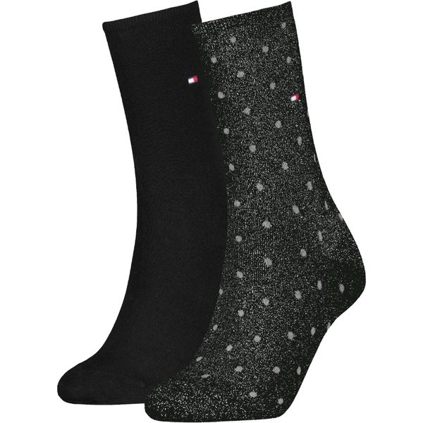 Chaussettes pour femmes à pois en lurex pailleté - Lot de 2 - Lurex noir - Pointures 35 à 38