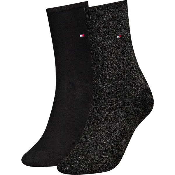 Chaussettes décontractées pour femmes - Lot de 2 - Lurex noir - Pointures 35 à 38