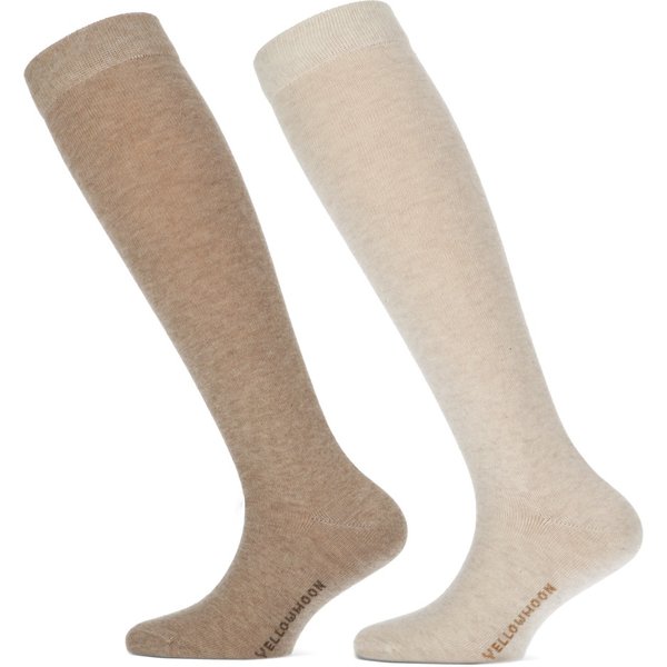 Chaussettes hautes en coton - Beige chiné - Pointures 31-34 - 2 paires