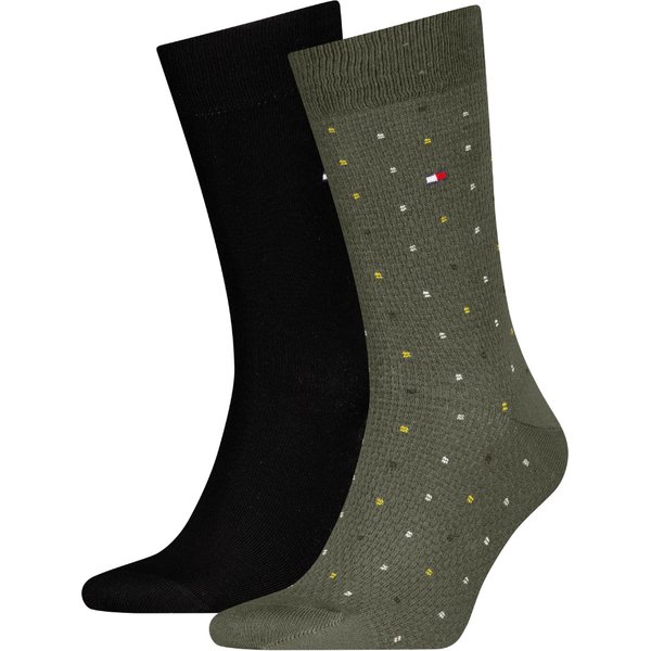 Chaussettes structurées pour homme - Lot de 2 - Motif à pois - Vert armée - Pointures 39 à 42