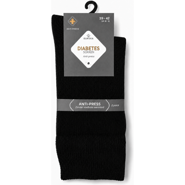 Unisex diabetes sokken dun - Black - 35-38 - 2 paar