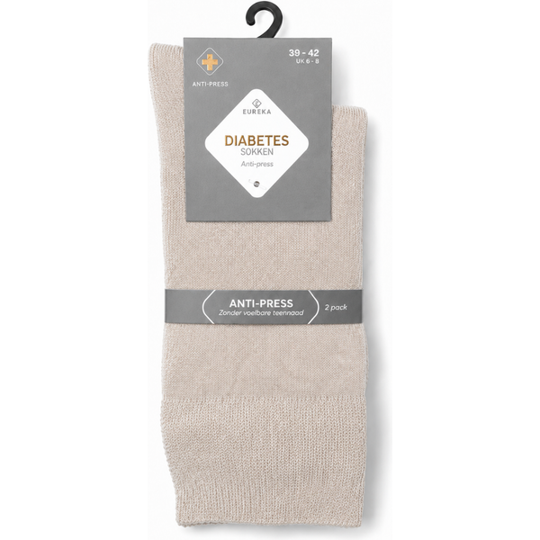 Unisex diabetes sokken dun - Light beige - 35-38 - 2 paar