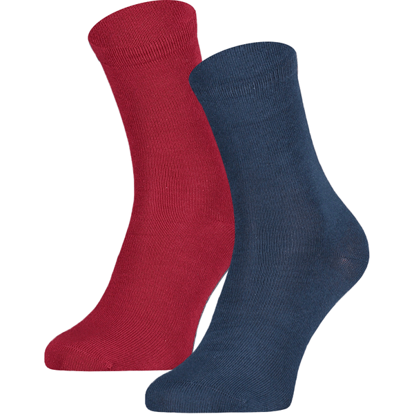Chaussettes enfant en coton uni – couleur jean-bordeaux – 19-22