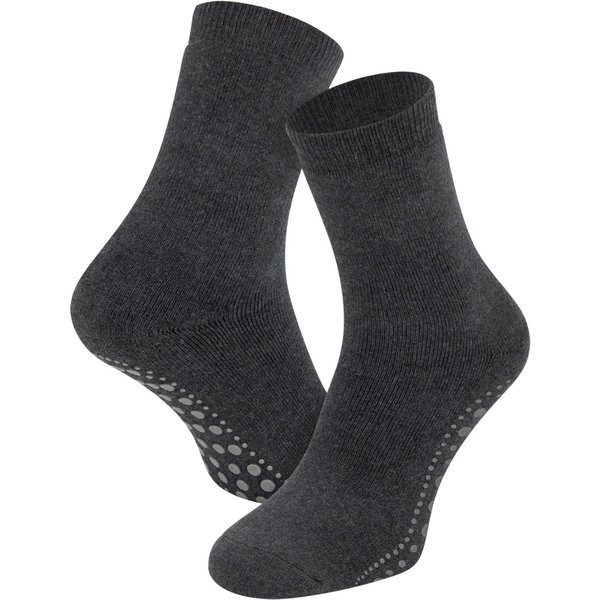 Chaussettes enfant en coton antidérapant - Anthracite - 18-19