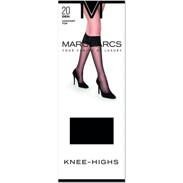 Chaussettes hautes 20 deniers avec bord-côte confort – Noires – M-L