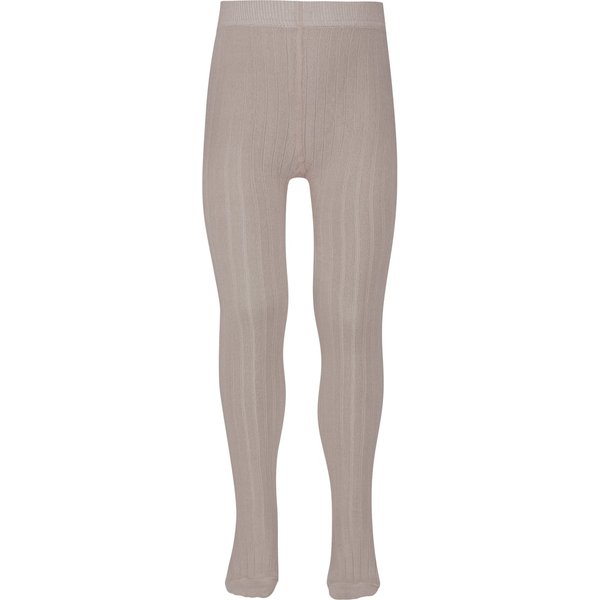 Collants côtelés pour enfants en coton – Beige foncé chiné – 68