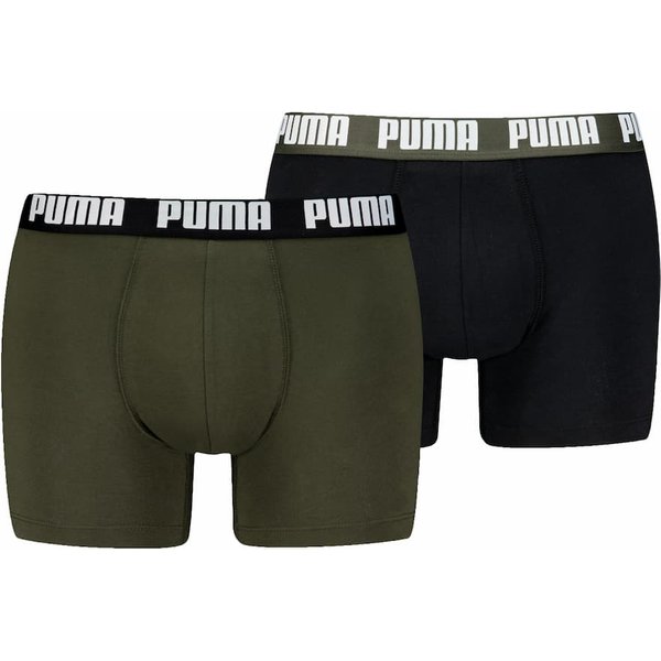 Lot de 2 boxers basiques Puma pour homme - Vert forêt - Taille M