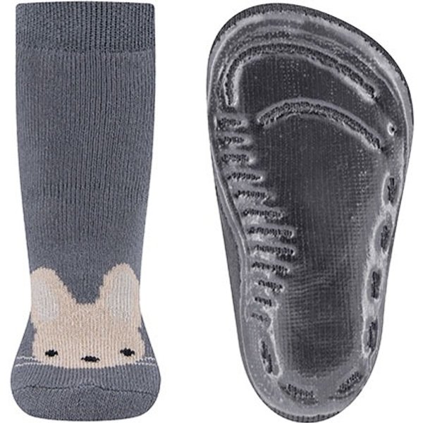 Chaussettes antidérapantes pour enfants avec motif lapin - Gris acier - 23-24