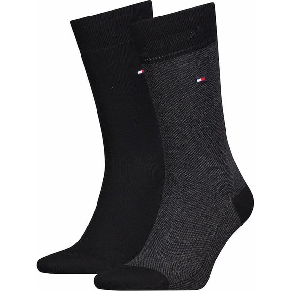 Lot de 2 paires de chaussettes classiques Tommy Hilfiger pour homme - Noires - Pointures 39 à 42