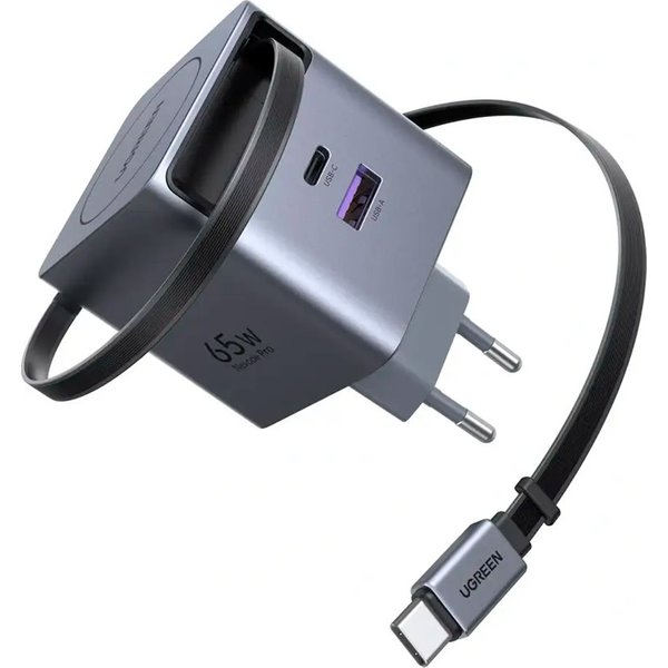 Ugreen 65W Nexode Pro Gan Power Adapter Mit Ausziehbarem USB-C Kabel, Grau-image