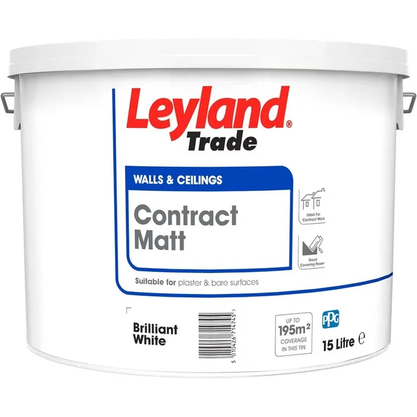 Leyland Trade Contract Matt Emulsion Brilliant White 15L
