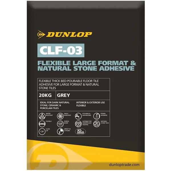Dunlop Clf-03 Flexible L Formt Natural Stone Adhsive Gry 20Kg