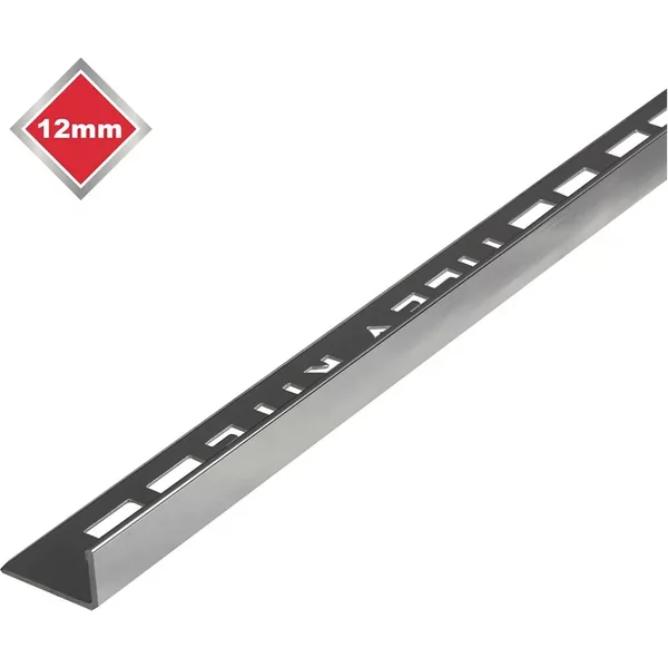 Tile Trim 12Mm L Shaped Silver Aluminium 2.4M