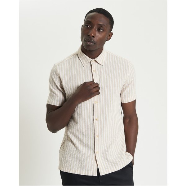 Short Sleeve Seersucker Stripe Shirt Glacier