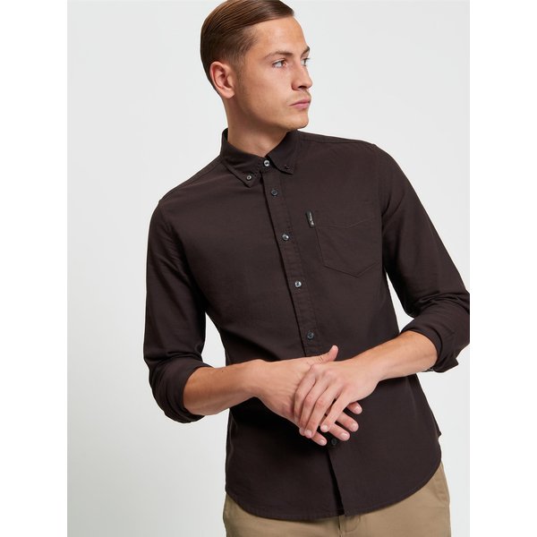 Long Sleeve Signature Oxford Shirt Dark Brown