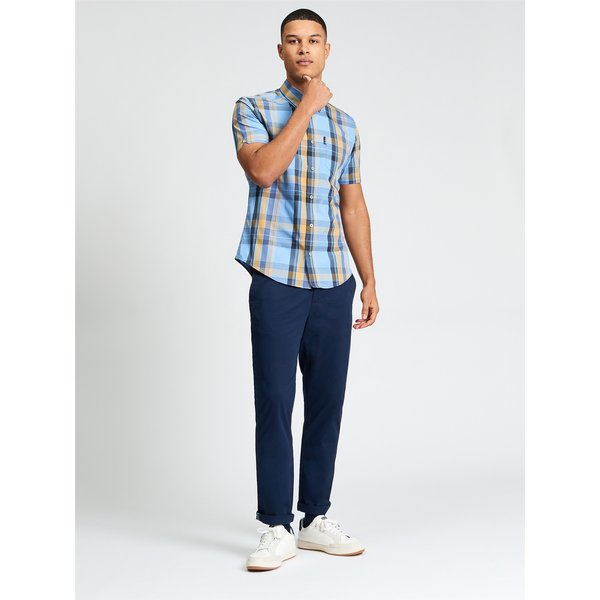 Short Sleeve Block Check Shirt Lake Blue