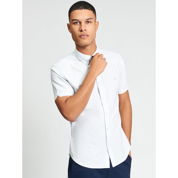 Short Sleeve Oxford Stripe Shirt Light Blue