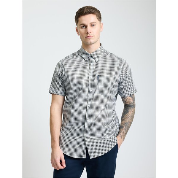 Short Sleeve Geo Print Shirt Ice Blue
