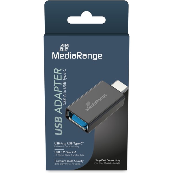 MediaRange Universaler USB-A auf USB-C Adapter schwarz