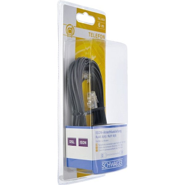 Schwaiger 6.0m RJ-11 - RJ-45 - 6 m - RJ-11 - RJ-45 - Schwarz - Männlich - Männlich