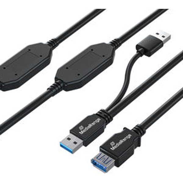 MediaRange Aktives USB-Verlängerungskabel, USB 3.0, 15m, sw