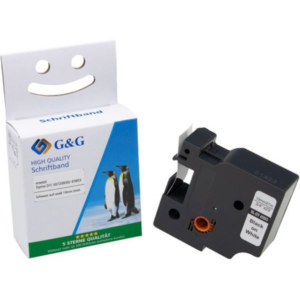 G&G | Ninestar Schriftband kompatibel mit Dymo D1/S0720830/45803 - Drucker