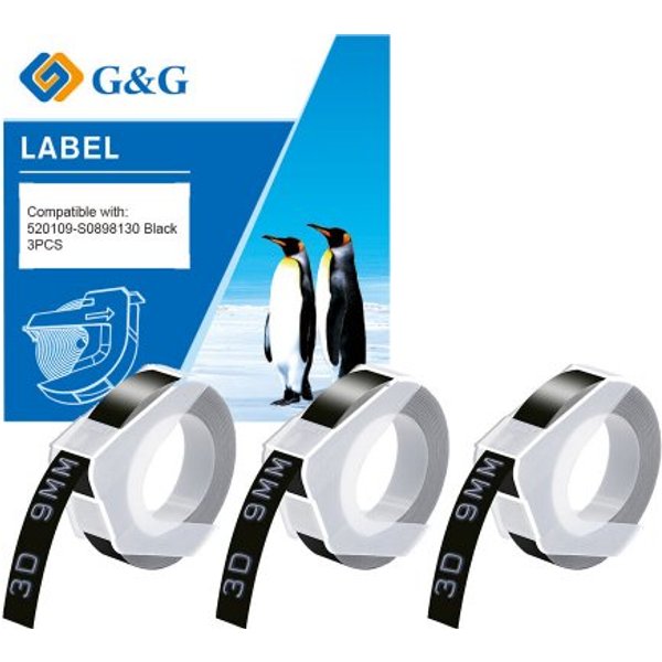 G&G | Ninestar 3 G&G Prägebaender 3D S0847730 20622 9 mm weiß auf schwarz 20622