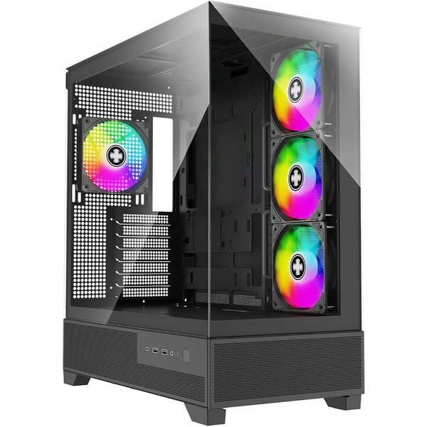Xilence Flare X909.ARGB (schwarz, Tempered Glass x 2)