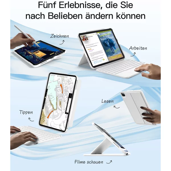 Inateck Keyboard Ace Touch iPad 11"/10.9" QWERTZ RGB white - Tastatur