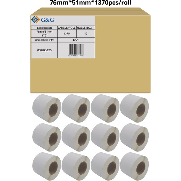 G&G | Ninestar Zebra 800283-205 12x1370 Et. Thermopapier perf.