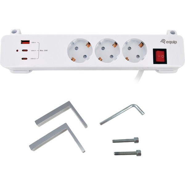 Equip Steckdosenleiste 3xSchuko/2xUSBC/USBA+Switch CL Pla.